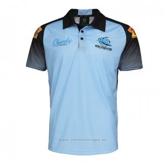 Camiseta Polo Cronulla Sutherland Sharks Rugby 2021 Azur