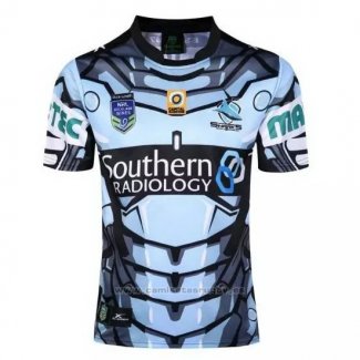 WH Camiseta Cronulla Sharks 9s Rugby 2017 Azul