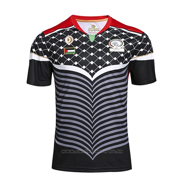 2016/2017 Palestine Negro Blanco Rugby Jersey Camisetas De Los Fanáticos Camiseta De Algodón Camiseta Gráfica Manga Corto Sportswear De Entrenamiento 
